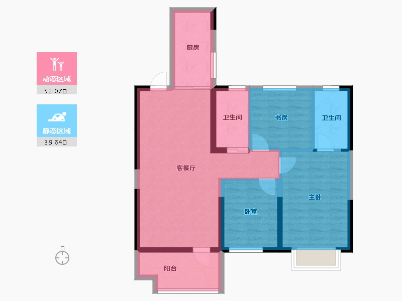 山东省-淄博市-金城荣基柳泉书院-80.93-户型库-动静分区