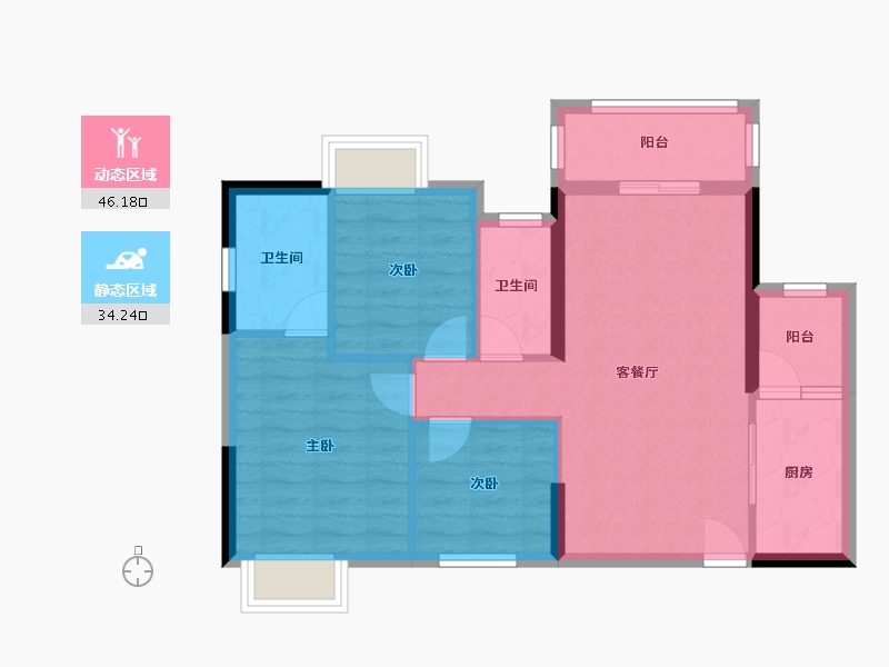 广东省-佛山市-桂南星晴公馆-71.87-户型库-动静分区