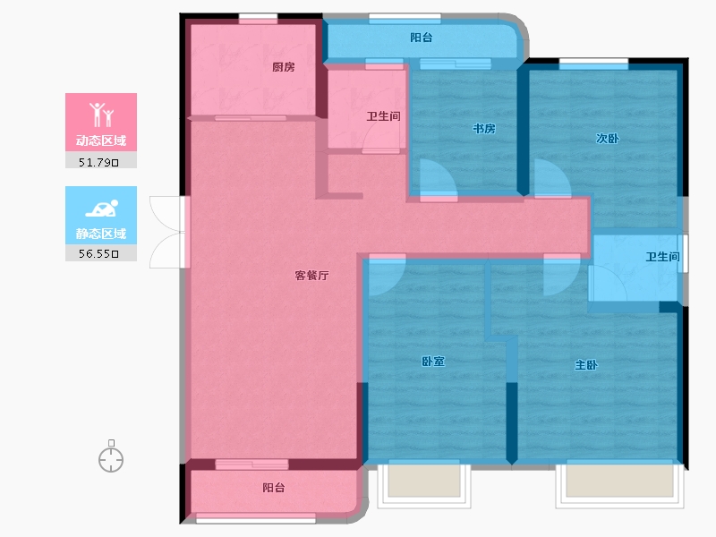 河南省-郑州市-睿达广场·幸福里-96.12-户型库-动静分区