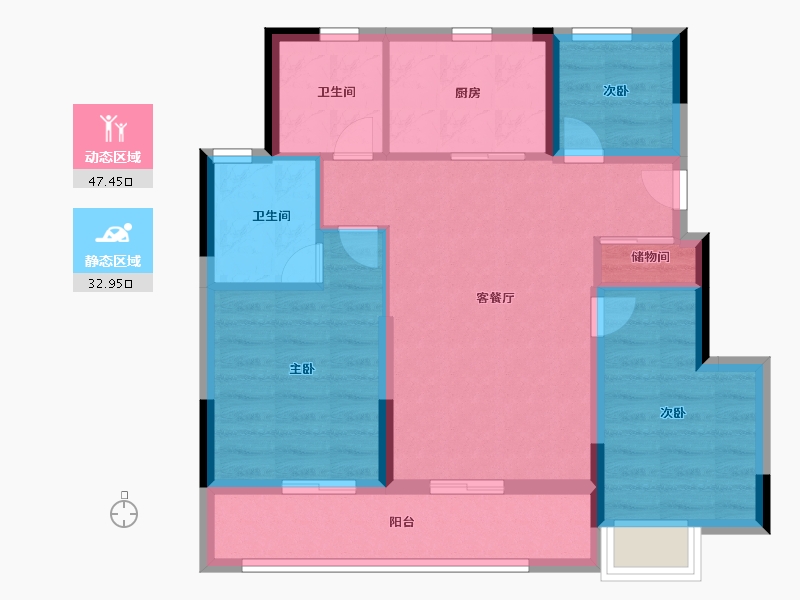 浙江省-金华市-金地中海都汇拾光-71.20-户型库-动静分区