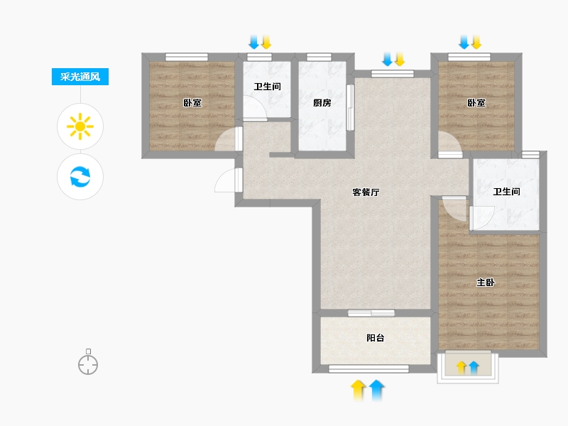 陕西省-西安市-汇悦城二期-117.00-户型库-采光通风