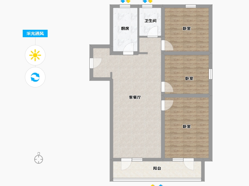 山东省-潍坊市-金大地·天泰城-88.00-户型库-采光通风