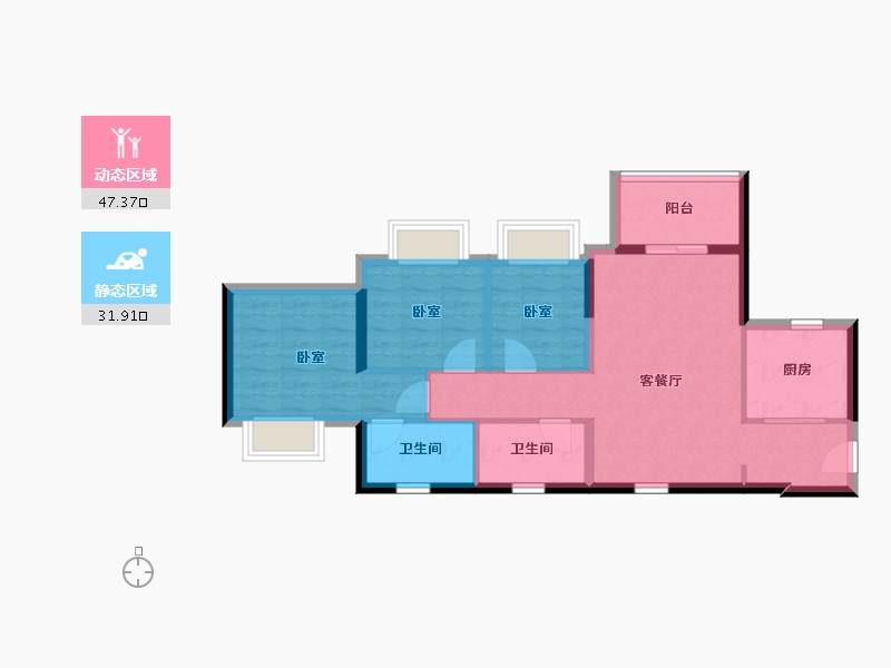 广东省-东莞市-中海十里溪境-70.40-户型库-动静分区