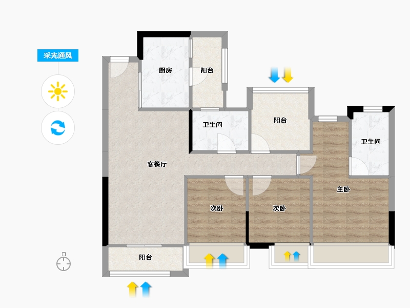 广东省-广州市-合景花䕕四季-80.56-户型库-采光通风