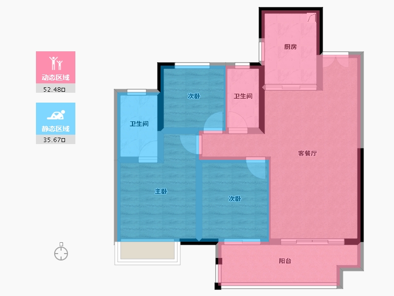 四川省-成都市-海伦堡玖悦府-78.36-户型库-动静分区