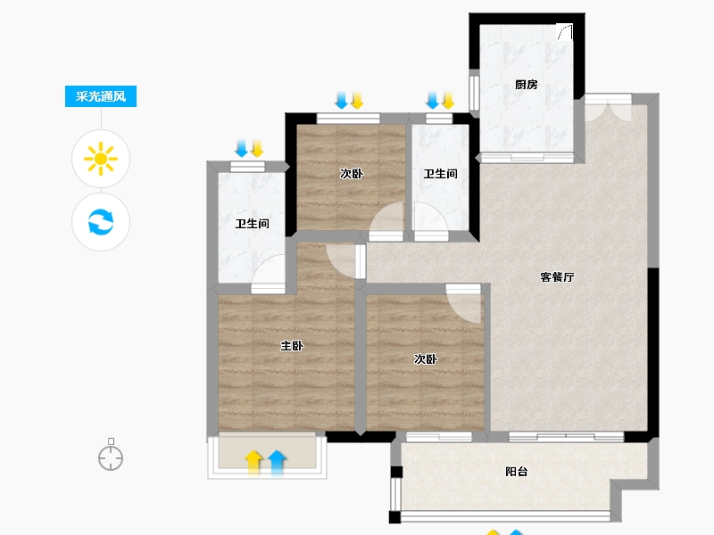 四川省-成都市-海伦堡玖悦府-78.36-户型库-采光通风