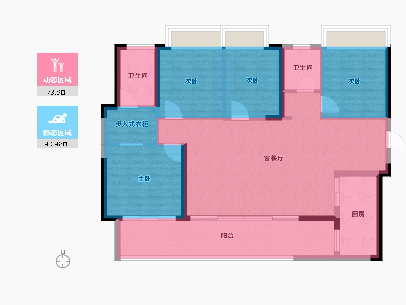 贵州省-贵阳市-融创九璟湾-106.26-户型库-动静分区