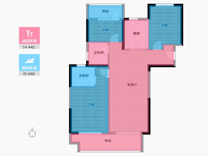 河南省-郑州市-东原·满庭芳-87.96-户型库-动静分区