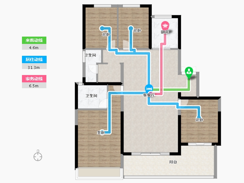 河南省-郑州市-康桥天樾九章-135.29-户型库-动静线