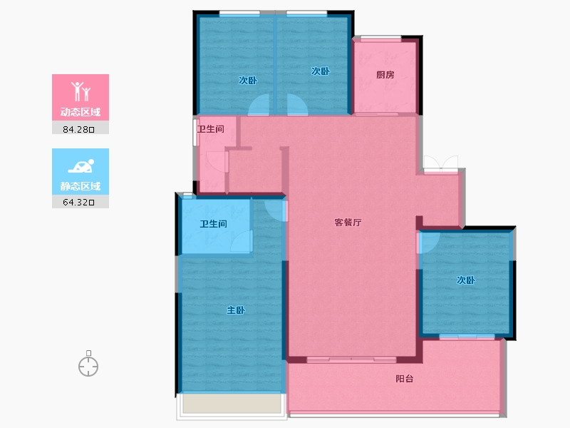 河南省-郑州市-康桥天樾九章-135.29-户型库-动静分区