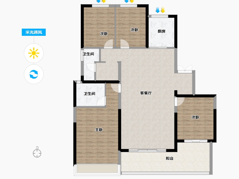 河南省-郑州市-康桥天樾九章-135.29-户型库-采光通风