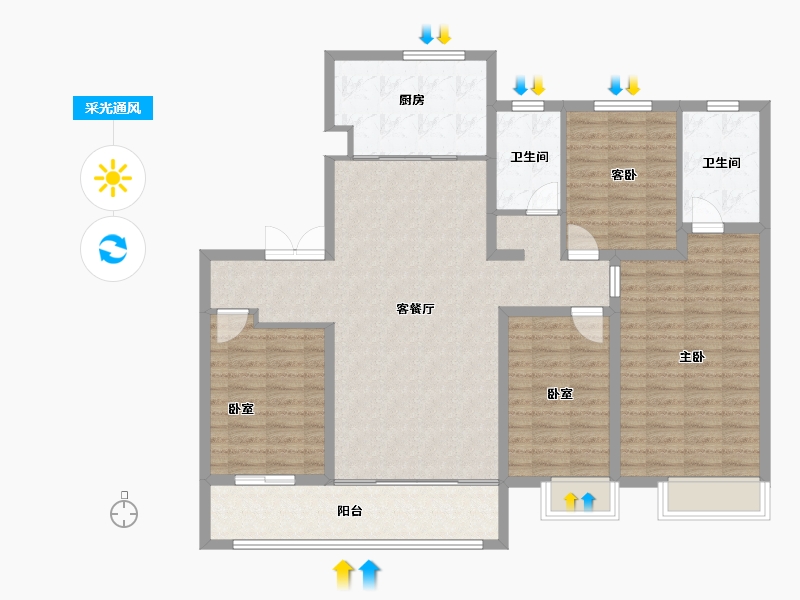 山东省-济南市-高铁熙水台-124.50-户型库-采光通风