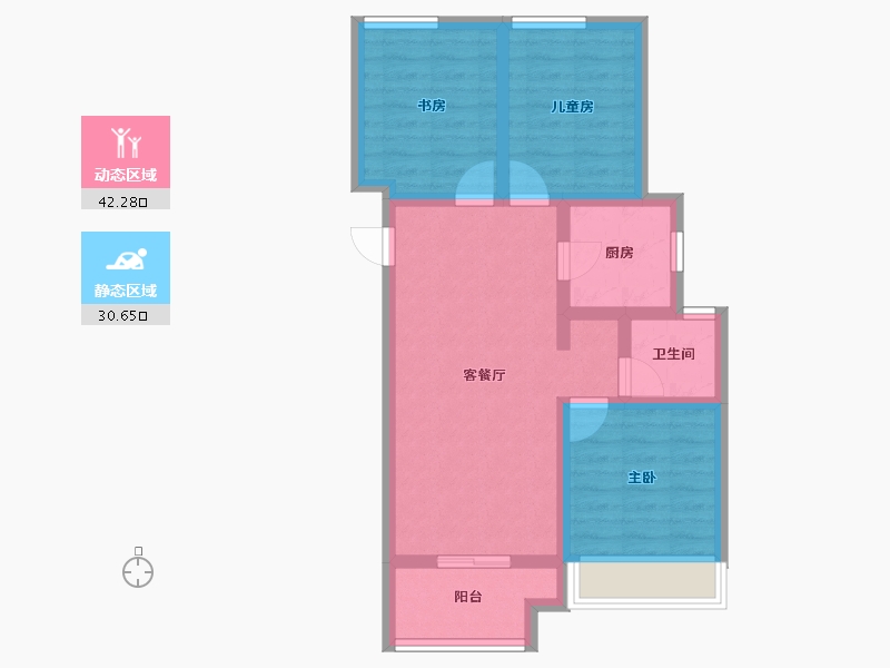 河南省-郑州市-金地正华·漾时代-63.92-户型库-动静分区