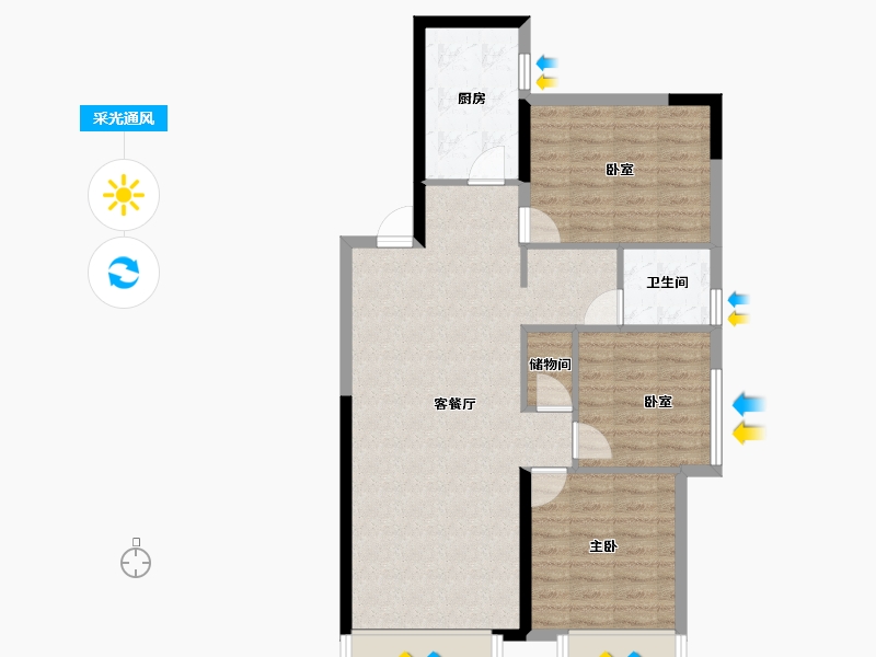 天津-天津市-悦景新世界-82.53-户型库-采光通风