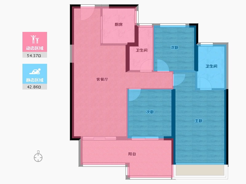 河南省-郑州市-康桥天樾九章-87.69-户型库-动静分区