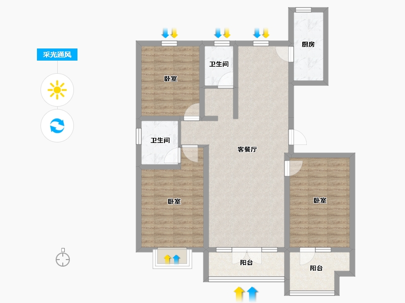 河北省-石家庄市-常山荣盛华府-101.07-户型库-采光通风