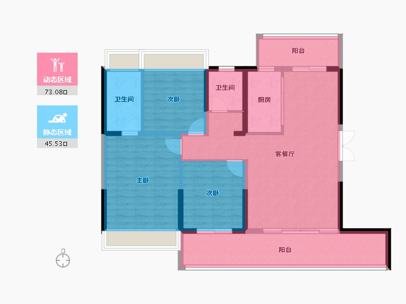 江苏省-常州市-燕湖壹號-107.03-户型库-动静分区