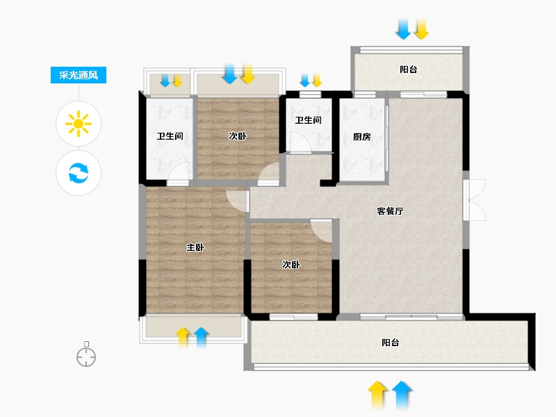 江苏省-常州市-燕湖壹號-107.03-户型库-采光通风