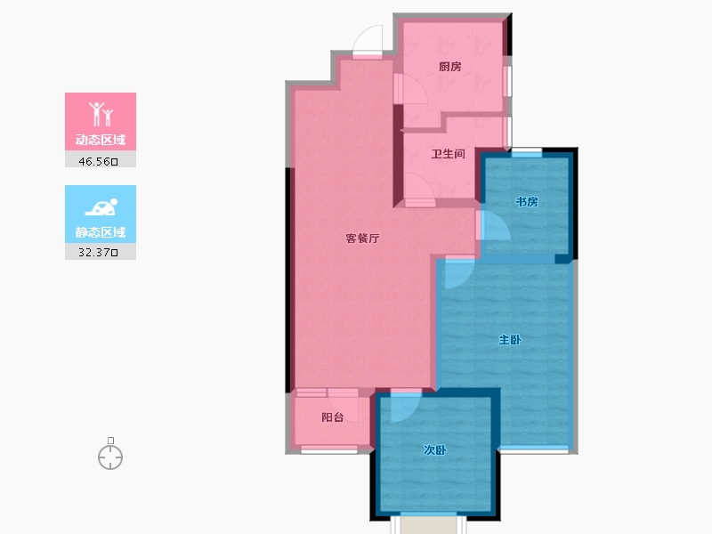 河南省-郑州市-清韵颐景苑-69.40-户型库-动静分区