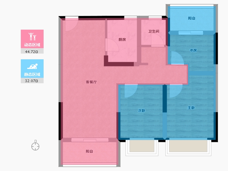 河南省-郑州市-东青·云锦熙悦-67.37-户型库-动静分区