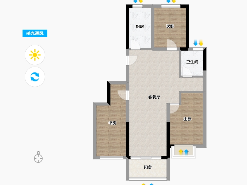 河南省-郑州市-​兴港永威和园-77.86-户型库-采光通风