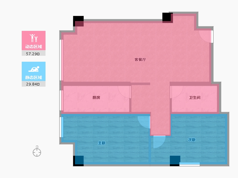 陕西省-西安市-温泉花园2期-77.65-户型库-动静分区