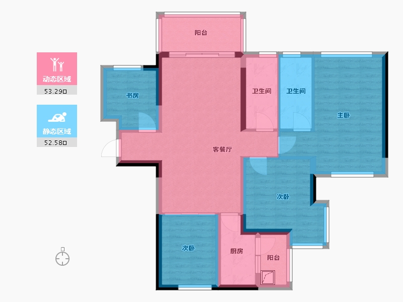 广东省-湛江市-建实帝景银湾-95.95-户型库-动静分区