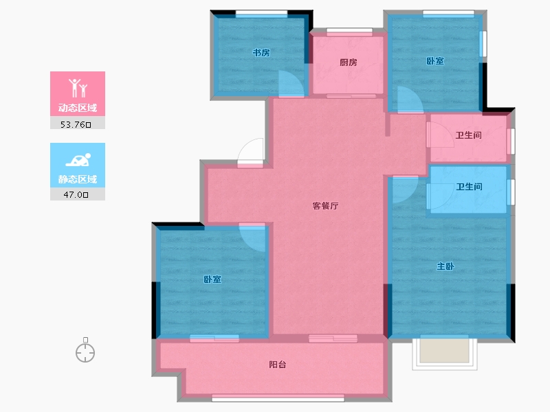 安徽省-合肥市-翡丽东方-89.77-户型库-动静分区