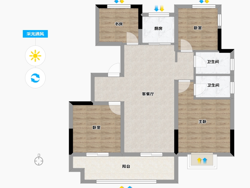 安徽省-合肥市-翡丽东方-89.77-户型库-采光通风