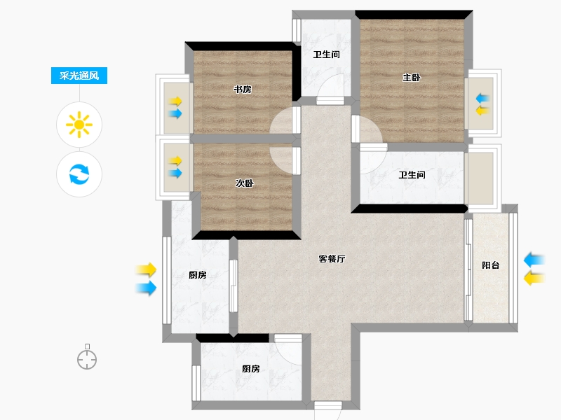 四川省-成都市-西江河畔-75.20-户型库-采光通风