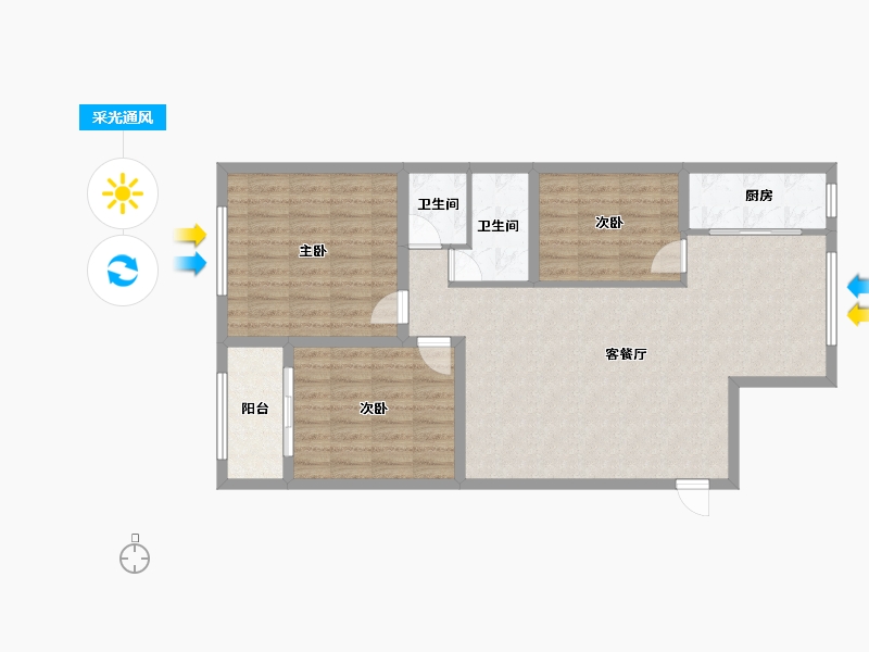 山西省-运城市-公园绿城B区-91.31-户型库-采光通风