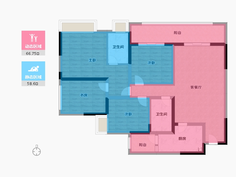 重庆-重庆市-北辰悦来壹号-110.40-户型库-动静分区