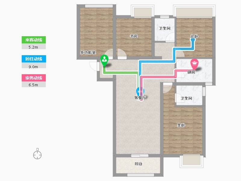 河南省-郑州市-朗悦·公园道1號-92.80-户型库-动静线