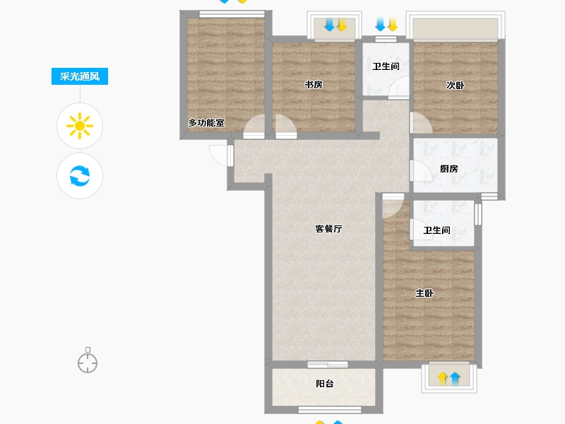 河南省-郑州市-朗悦·公园道1號-92.80-户型库-采光通风