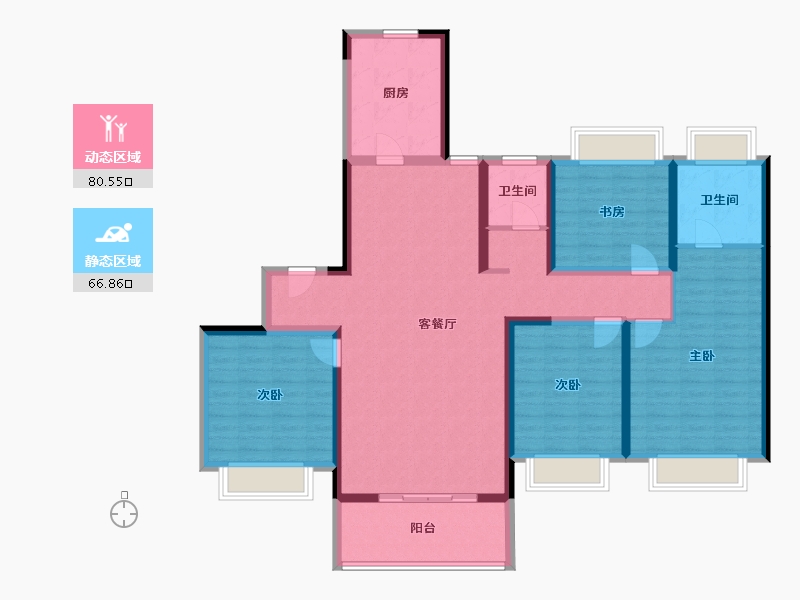 河南省-郑州市-朗悦公园府-132.25-户型库-动静分区