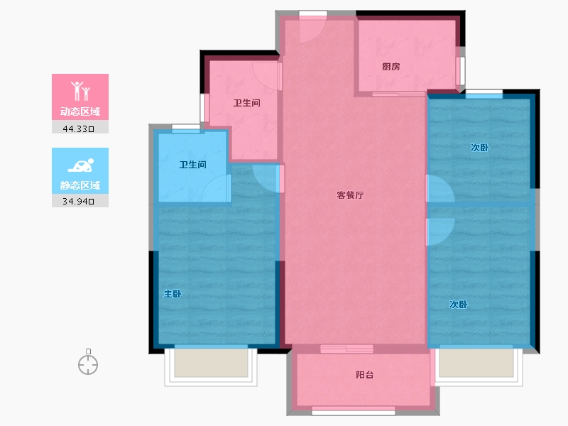 浙江省-金华市-美的云潮府-71.20-户型库-动静分区