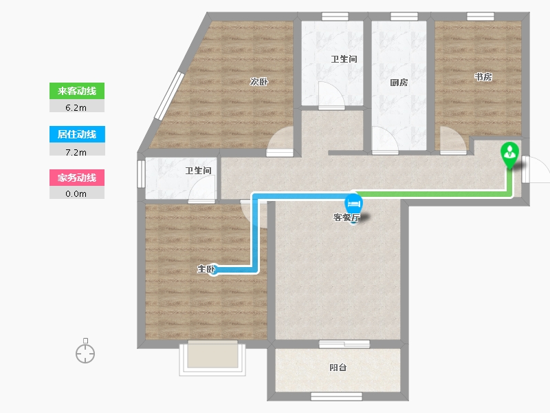 河南省-郑州市-蓝宝·桃源里-91.60-户型库-动静线