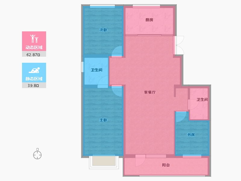 辽宁省-丹东市-江山和鳴-92.72-户型库-动静分区