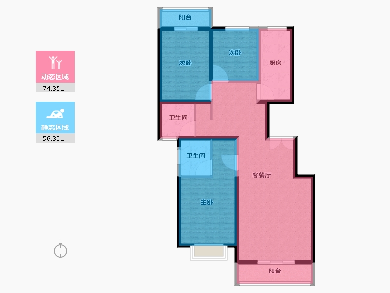 陕西省-西安市-温泉花园2期-117.25-户型库-动静分区