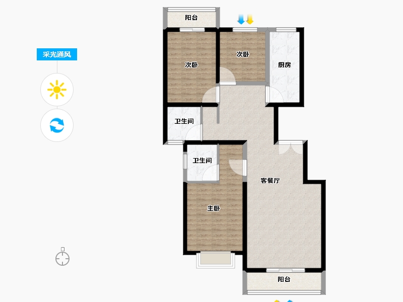 陕西省-西安市-温泉花园2期-117.25-户型库-采光通风