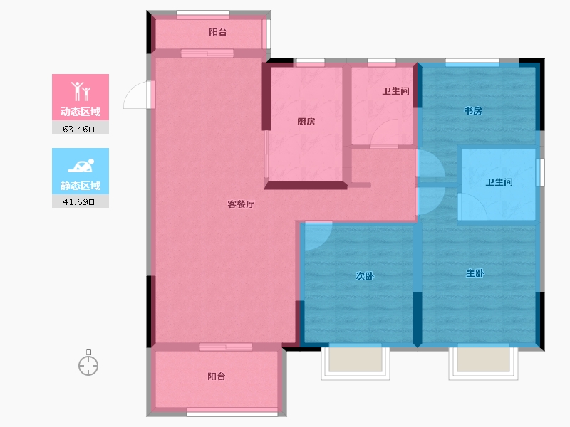 河南省-郑州市-远洋·沁园-93.60-户型库-动静分区