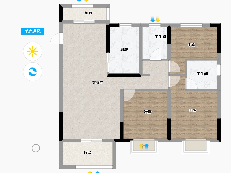 河南省-郑州市-远洋·沁园-93.60-户型库-采光通风