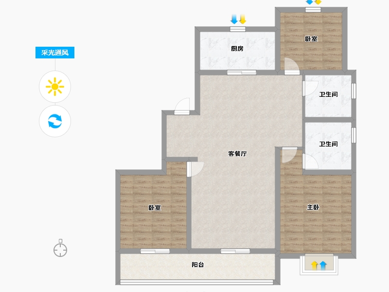 山东省-潍坊市-和園-115.85-户型库-采光通风