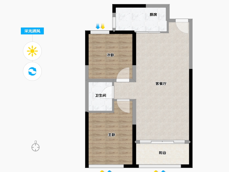 陕西省-西安市-群贤道九号-76.00-户型库-采光通风