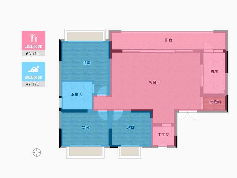 重庆-重庆市-北辰悦来壹号-98.41-户型库-动静分区