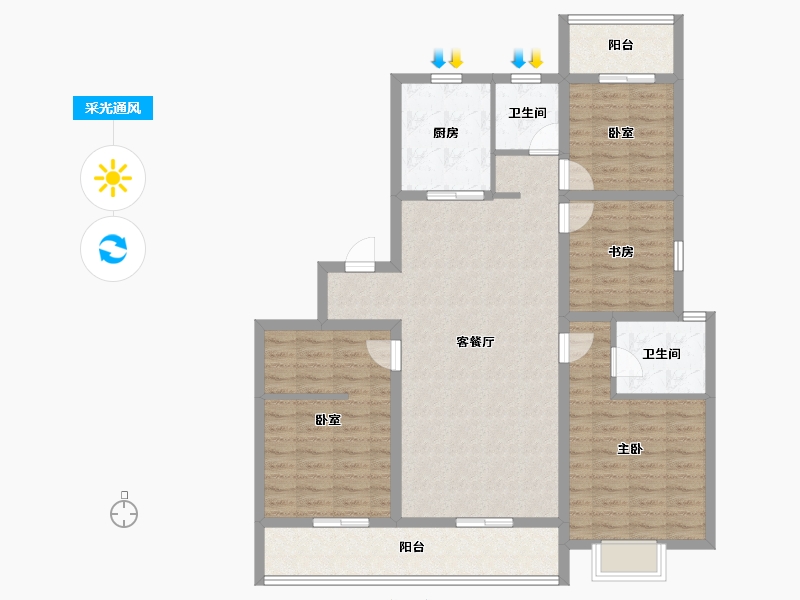 山东省-潍坊市-和園-117.44-户型库-采光通风