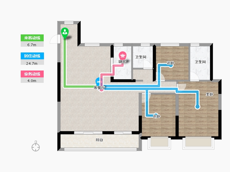 浙江省-金华市-都会文澜-102.40-户型库-动静线