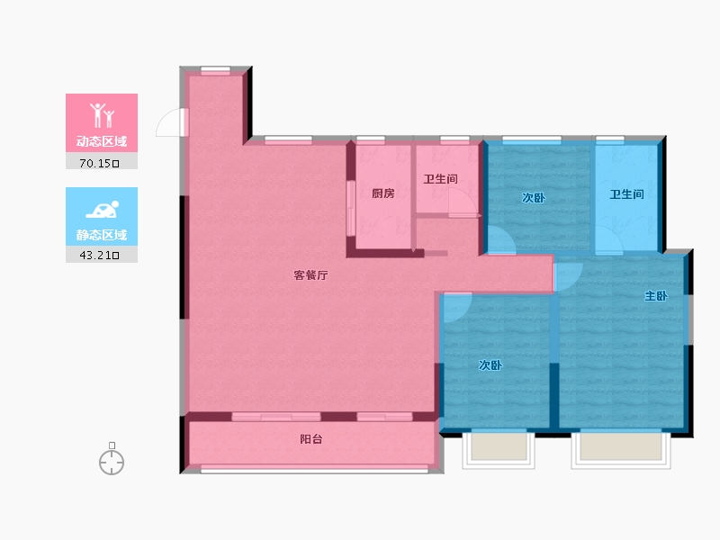 浙江省-金华市-都会文澜-102.40-户型库-动静分区