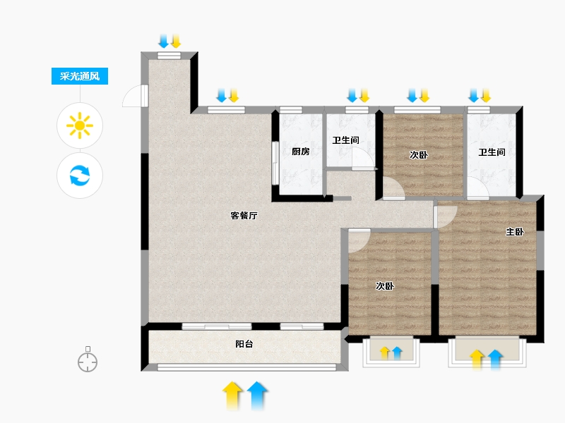 浙江省-金华市-都会文澜-102.40-户型库-采光通风