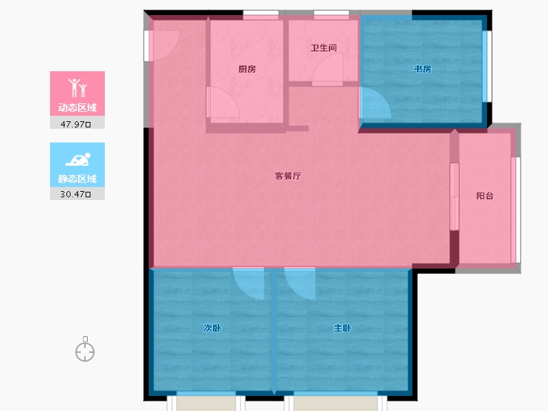 河南省-郑州市-朗悦公园府-70.68-户型库-动静分区